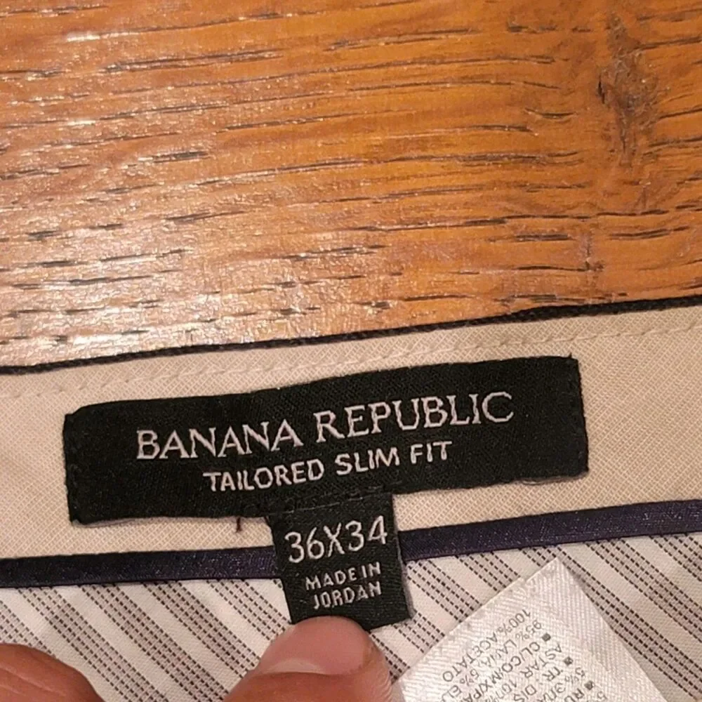 Banana Republic Tailored Slim Fit Wool Stretch Pants 36x34 Gray